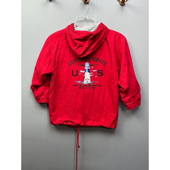 KID COOL Coat boys small red hooded LIghthouse Service Jacket Embroidered - Picture 2 of 6
